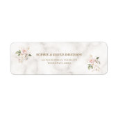 Charm roze gouden bloemen doop retouradres etiket (Voorkant)