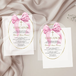 Charm Roze Strikte Gouden Meisje Widmung Transpara Acryl Uitnodigingen