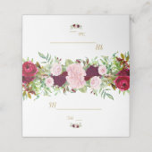 Charm Rustic Burgundy Marsala Floral Table Number Plaatskaartje (Buitenkant ongevouwen)