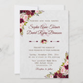 Charm Rustic Burgundy Marsala Floral Wedding Kaart (Voorkant)