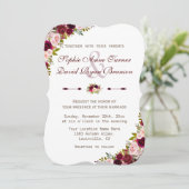 Charm Rustic Burgundy Marsala Floral Wedding Kaart (Staand voorkant)