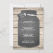 Charm Rustic Mason Jar Chalkboard Baby shower Kaart (Achterkant)