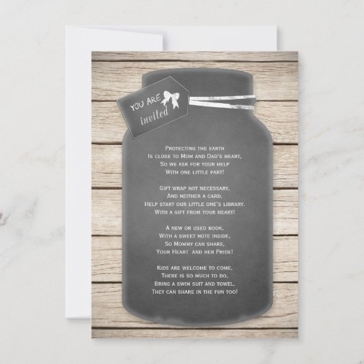 Charm Rustic Mason Jar Chalkboard Baby shower Kaart (Achterkant)