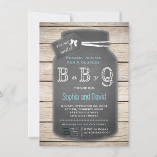 Charm Rustic Mason Jar Chalkboard Baby shower Kaart