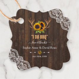 Charm Rustic Sunflower Antlers Wood Lace I DO BBQ Bedankjes Labels