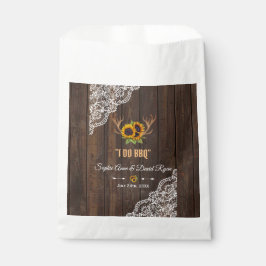 Charm Rustic Sunflower Antlers Wood Lace I DO BBQ Bedankzakje