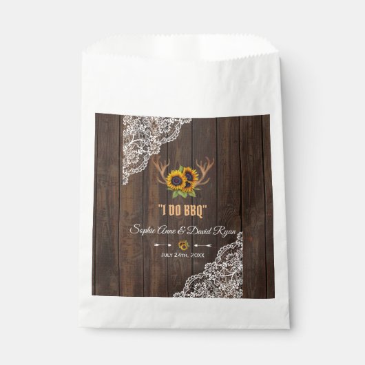 Charm Rustic Sunflower Antlers Wood Lace I DO BBQ Bedankzakje (Voorkant)