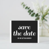 Charm Save the Date Briefkaart, Black Aankondigingskaart (Staand voorkant)