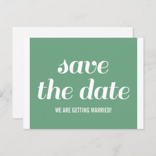 Charm Save the Date Briefkaart, Green Aankondigingskaart (Voorkant / Achterkant)