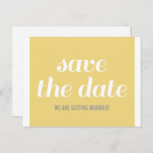 Charm Save the Date Briefkaart, Yellow Aankondigingskaart (Voorkant / Achterkant)