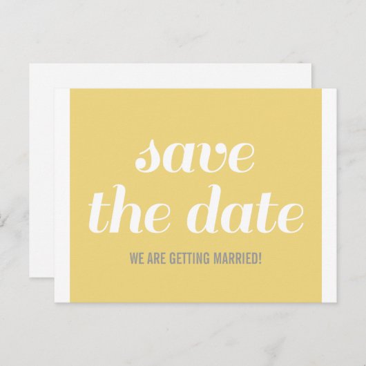 Charm Save the Date Briefkaart, Yellow Aankondigingskaart (Voorkant / Achterkant)