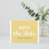 Charm Save the Date Briefkaart, Yellow Aankondigingskaart (Staand voorkant)