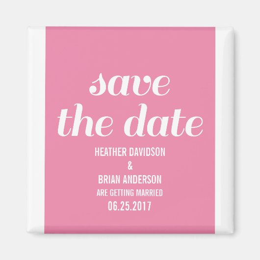 Charm Save the Date Magnet, Pink Magneet (Voorkant)