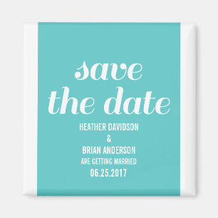 Charm Save the Date Magnet, Turquoise Magneet