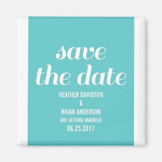 Charm Save the Date Magnet, Turquoise Magneet (Voorkant)