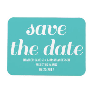 Charm Save the Date Magnet, Turquoise Magneet