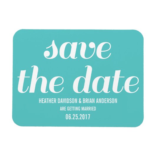 Charm Save the Date Magnet, Turquoise Magneet (Horizontaal)