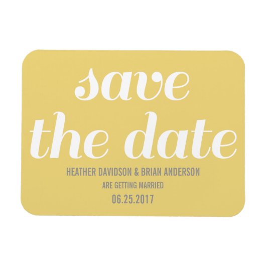Charm Save the Date Magnet, Yellow Magneet (Horizontaal)