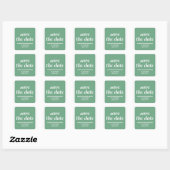 Charm Save the Date Stickers, Green Vierkante Sticker (Vel)