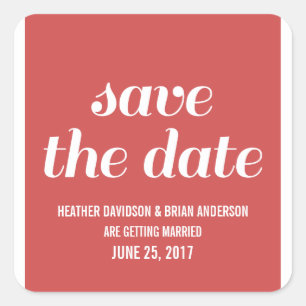 Charm Save the Date Stickers, Red Vierkante Sticker