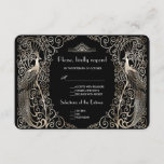 Charm Silver Art Deco Peacocks Wedding RSVP<br><div class="desc">Uniek ontwerp met een mix van oude wereldstijl faux zilveren deco-pauzes en een gedurfde,  moderne grafische aanpak. Het gebruik past hulpmiddel aan om uw info toe te voegen. Ga voor overeenkomende objecten naar het Collectie Glam Silver Art Deco Peacocks.</div>