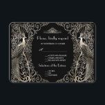 Charm Silver Art Deco Peacocks Wedding RSVP Kaartje<br><div class="desc">Uniek ontwerp met een mix van oude wereldstijl faux zilveren deco-pauzes en een gedurfde,  moderne grafische aanpak. Het gebruik past hulpmiddel aan om uw info toe te voegen. Ga voor overeenkomende objecten naar het Collectie Glam Silver Art Deco Peacocks.</div>