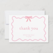 Charm Soft Pink Bow Baby shower Bedankkaart (Voorkant)