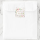 Charm Spring Waterverf Peonies Bloom Gold Wedding Vierkante Sticker (Tas)