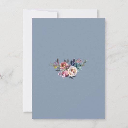 Charm Stoffig Blauw Roze Bloemen Goud Repetitie Di Kaart (Achterkant)