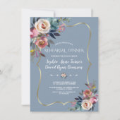 Charm Stoffig Blauw Roze Bloemen Goud Repetitie Di Kaart (Voorkant)