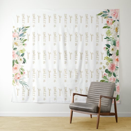 Charm Struik Flowers Sweet 16 Step & Repat Backdro Wandkleed (In Situ (horizontaal))