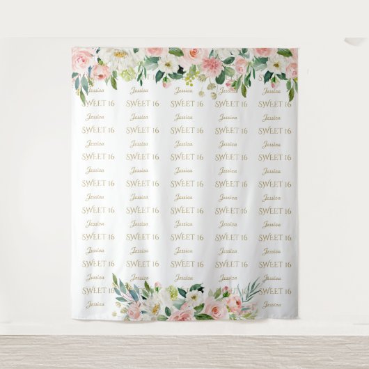 Charm Struik Flowers Sweet 16 Step & Repat Backdro Wandkleed (Voorkant)