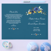 Charm Sunflower Blue Floral Wedding Programme Flyer (Enkel)