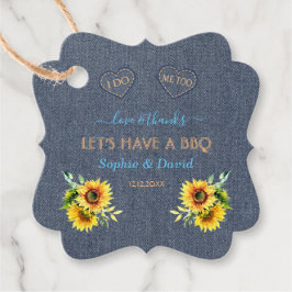 Charm Sunflower Old Denim Blue Western I DO BBQ Bedankjes Labels