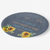 Charm Sunflower Old Denim Blue Western I DO BBQ Papieren Bordje (Gekanteld)
