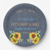 Charm Sunflower Old Denim Blue Western I DO BBQ Papieren Bordje (Voorkant)