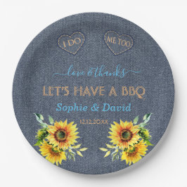 Charm Sunflower Old Denim Blue Western I DO BBQ Papieren Bordje
