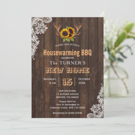 Charm Sunflower String Lights Housewarming Party Kaart (Staand voorkant)