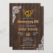 Charm Sunflower String Lights Housewarming Party Kaart (Voorkant / Achterkant)