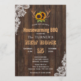 Charm Sunflower String Lights Housewarming Party Kaart