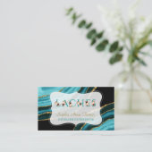 Charm Turquoise Agate Gold Floral Letter Laches Visitekaartje (Staand voorkant)