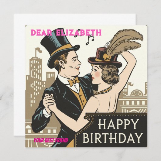 Charm Verjaardag Kaart Een tijdloos ontwerp (Voorkant / Achterkant)