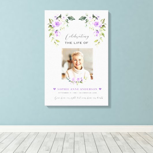 Charm viering van het leven Foto Funeral grafmonum Canvas Afdruk (Insitu (Houten vloer))