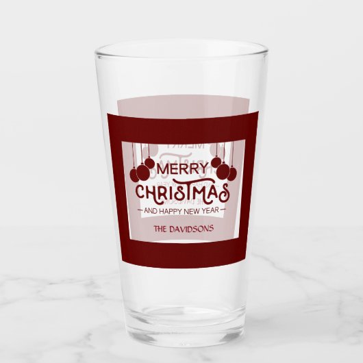 Charm Vrolijk Kerstfeest en Gelukkig Nieuwjaar Mon Glas (Voorkant)