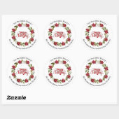 Charm Vrolijk Kerstmis Rood Wit Poinsettia Krans Ronde Sticker (Vel)