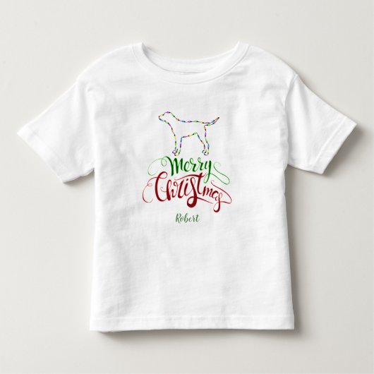 Charm Vrolijke Kerstlampjes Hond Monogram Kinder Shirts (Voorkant)