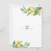 Charm Watercolor Citroen Tropisch Proefdinermenu Kaart (Achterkant)