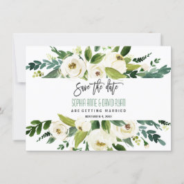 Charm Watercolor Witte Bloemstuk Save The Date Kaart