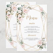 Charm Watercolour Roze Bloemengoud Zoete 16 Menu (Voorkant / Achterkant)