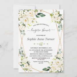 Charm Watercolour Witte Bloem Gouden Bruiloft Fees Kaart